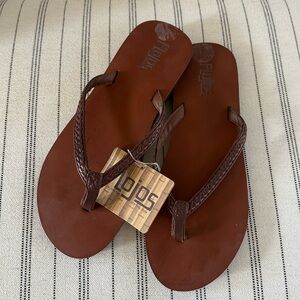 Flojos Brown Sandals with Braided Straps-NEW